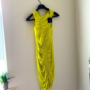 Neon yellow ruched dress - NEVER WORN .. not taking anything less